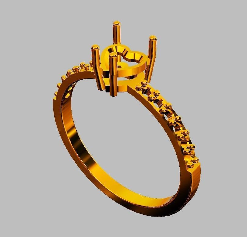 5mm Heart Gemstone Ring 3D print model_11