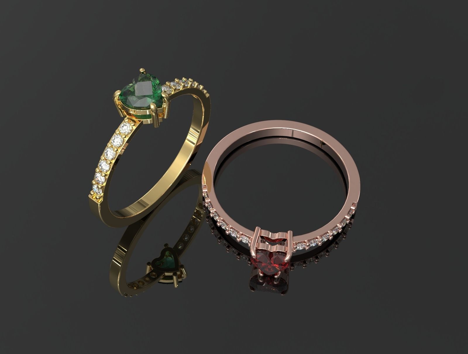 5mm Heart Gemstone Ring 3D print model_1