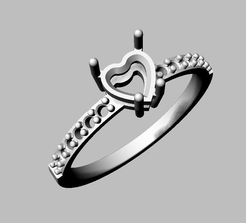 5mm Heart Gemstone Ring 3D print model_16