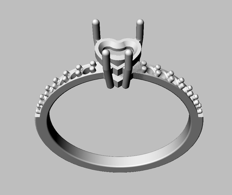 5mm Heart Gemstone Ring 3D print model_22