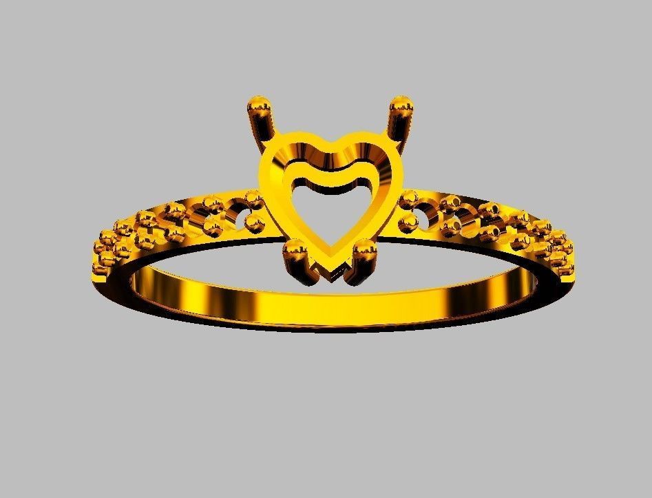 5mm Heart Gemstone Ring 3D print model_10