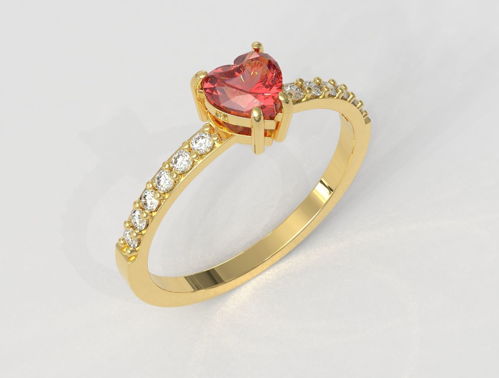 5mm Heart Gemstone Ring 3D print model_2