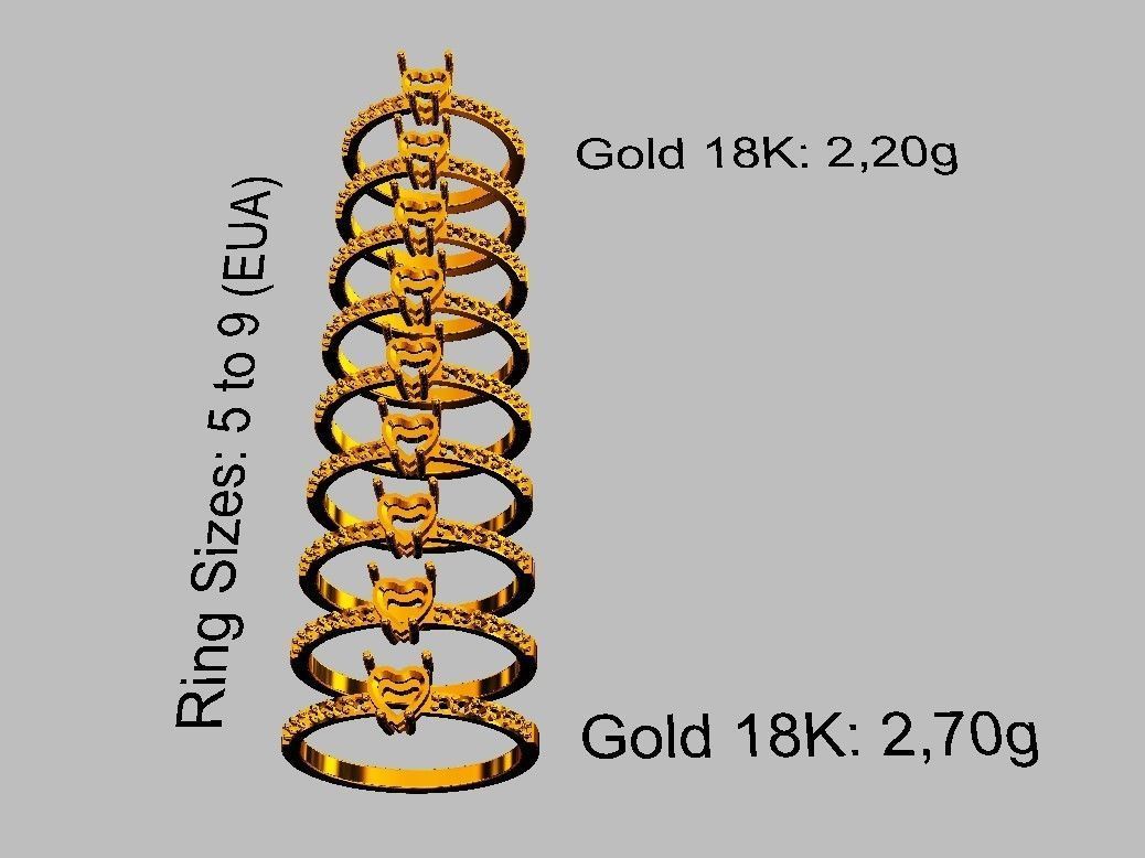 5mm Heart Gemstone Ring 3D print model_6