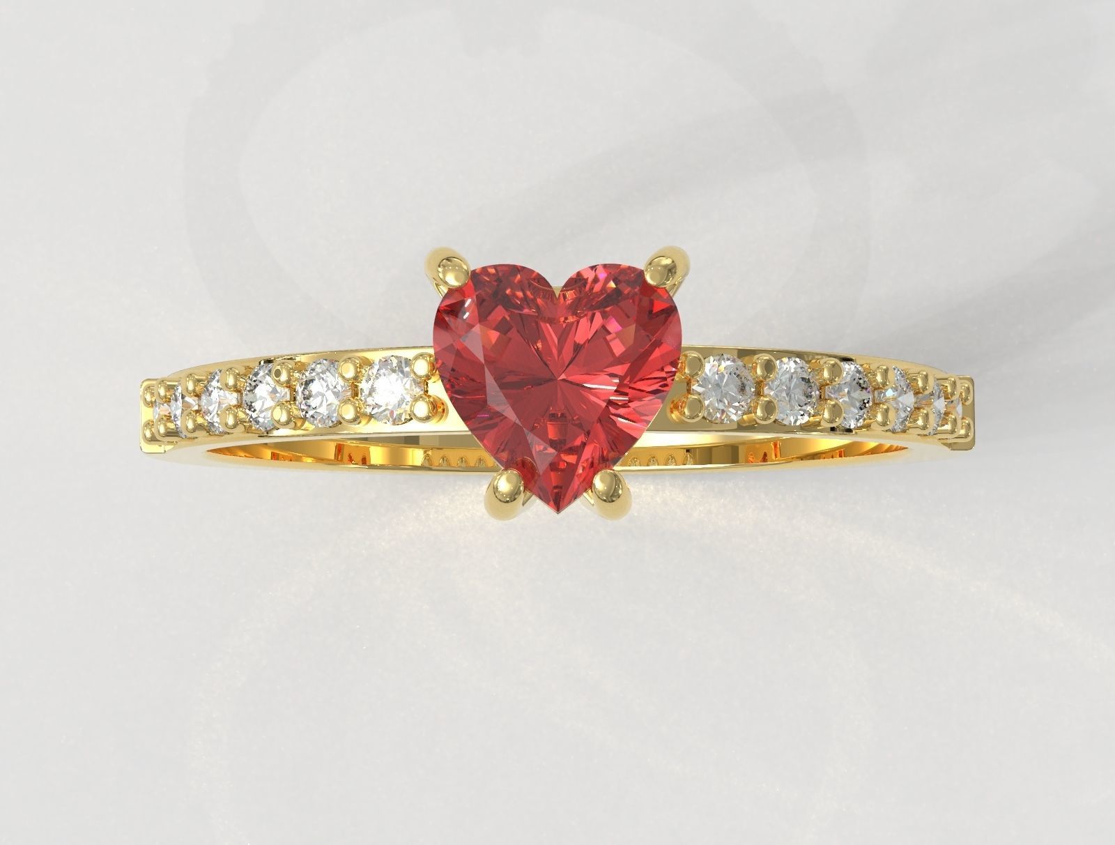 5mm Heart Gemstone Ring 3D print model_3