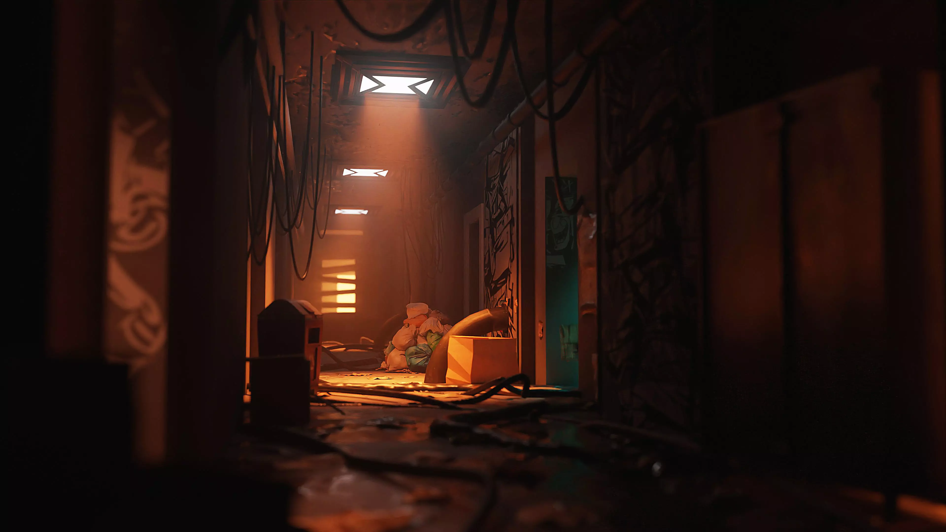 Concept Art Dystopic Corridor Scene Low Poly Low-poly 3D model