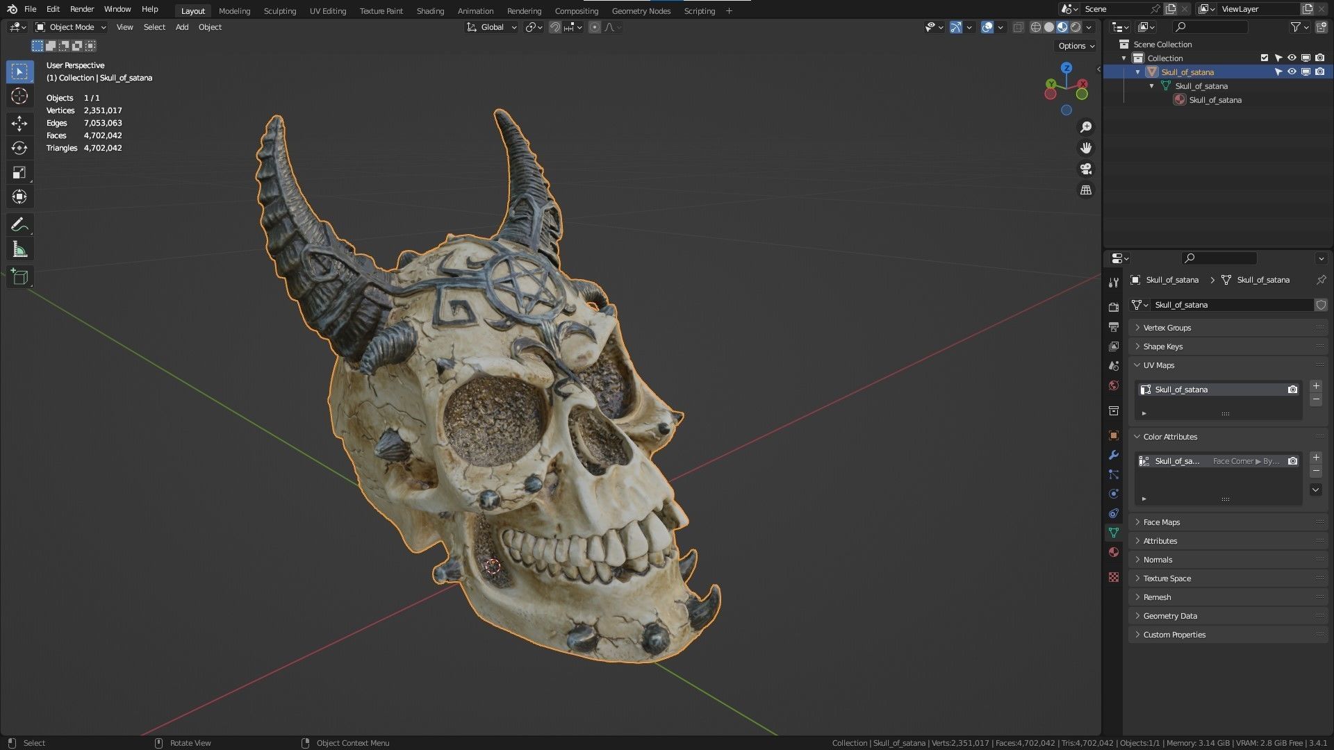 Skull of Satan high-poly  3D model_28