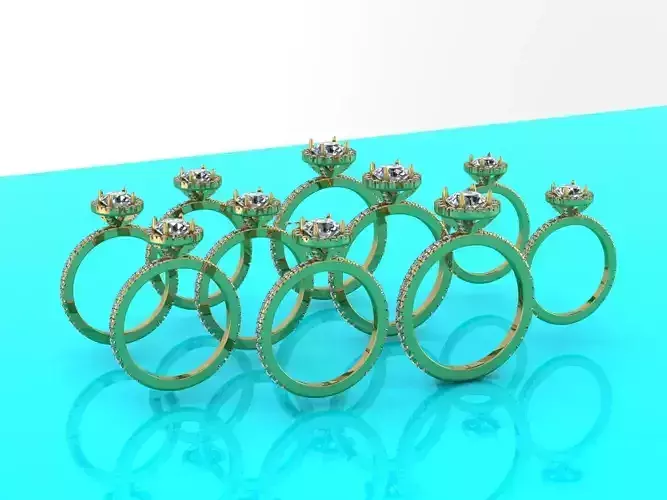 Nice fishtail ring with big diamond - 10 sizes 3D print model
