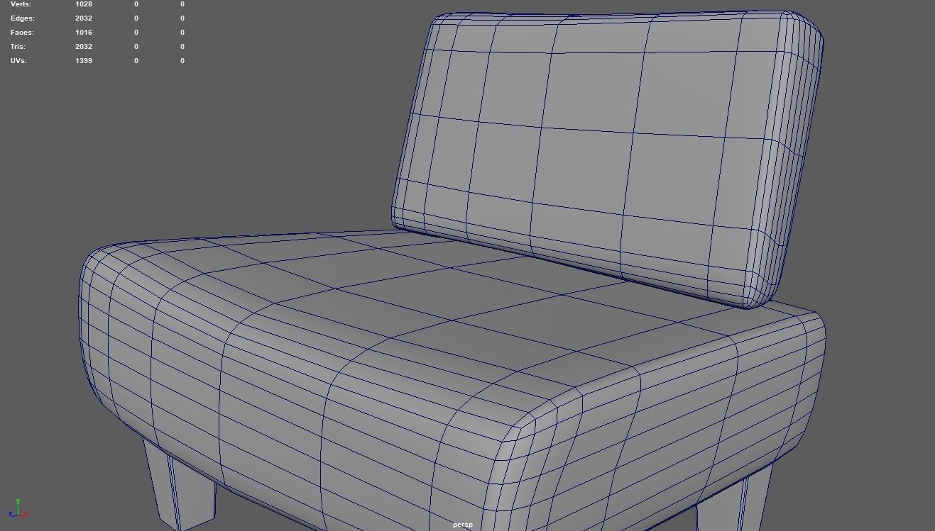 Custom Armchair 01 Low-poly 3D model_12