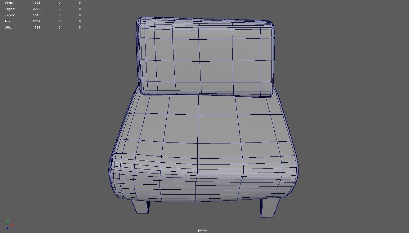 Custom Armchair 01 Low-poly 3D model_9