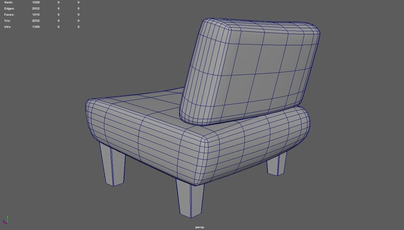 Custom Armchair 01 Low-poly 3D model_8