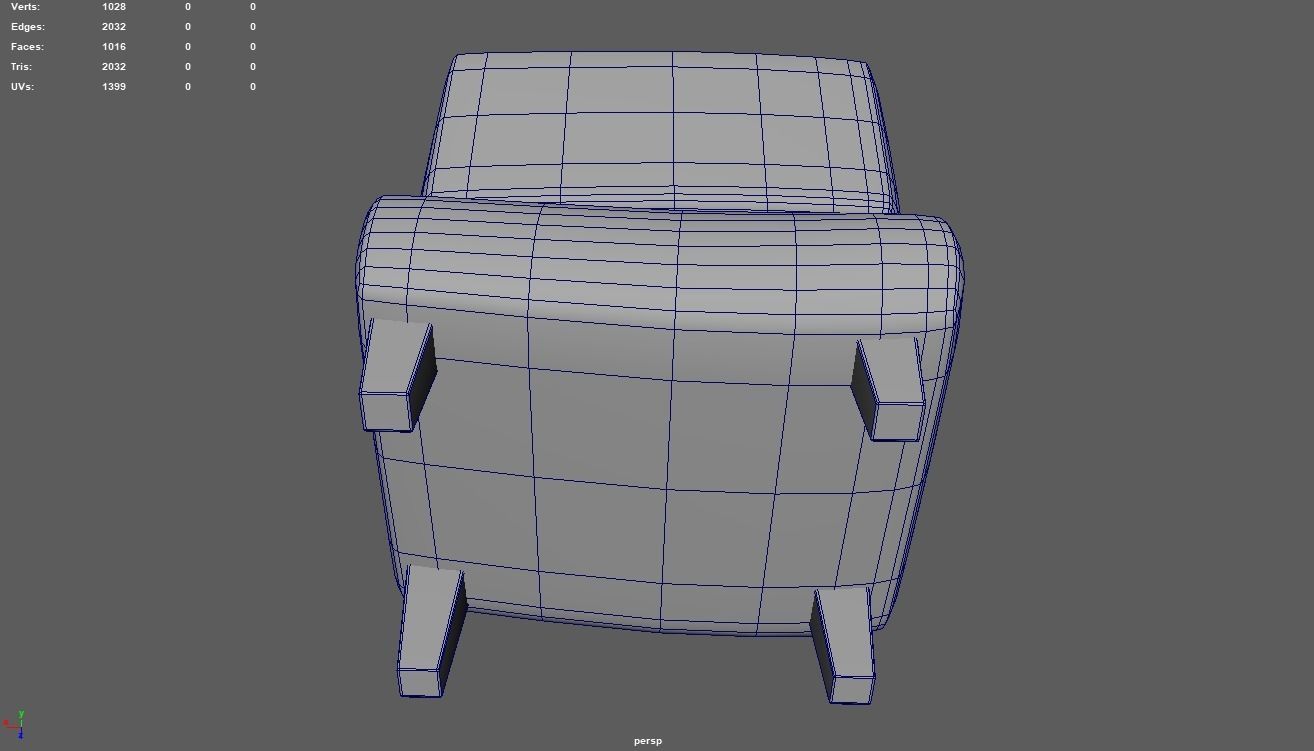 Custom Armchair 01 Low-poly 3D model_10