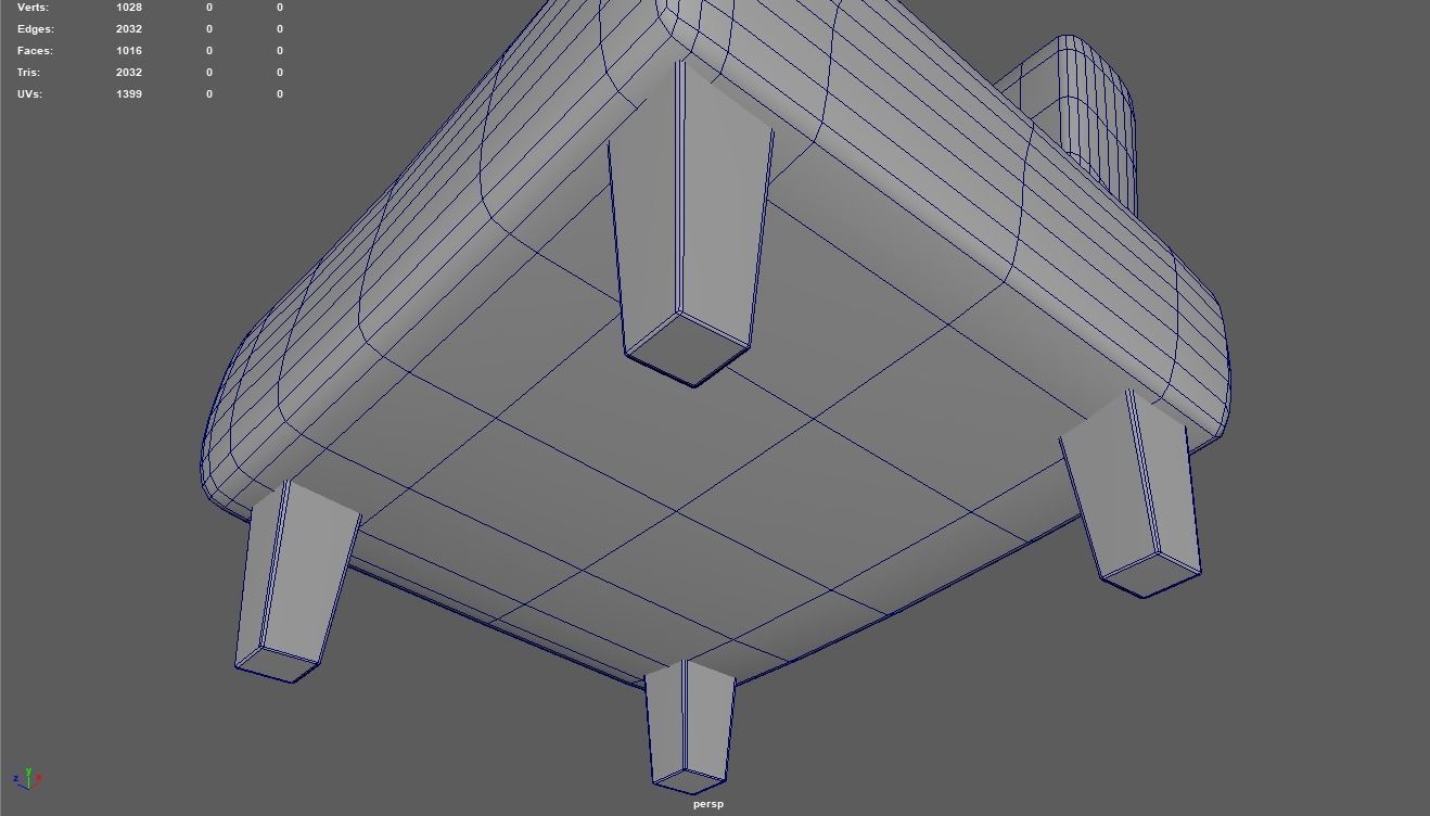 Custom Armchair 01 Low-poly 3D model_11