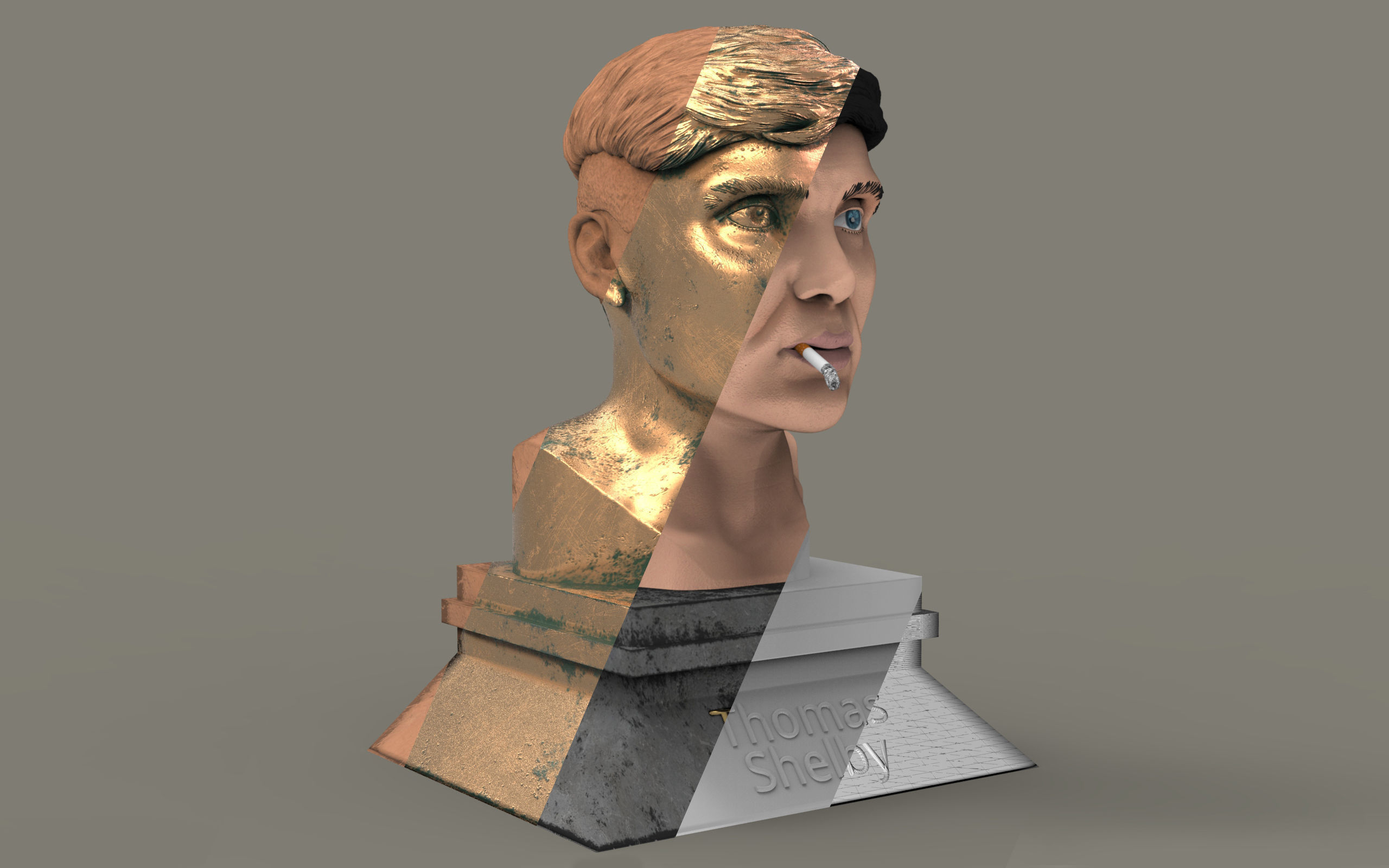 Thomas Shelby Bust Statue 3D print model_12