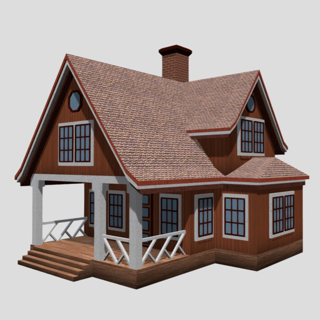 American Style Cottages - Town Houses Models 3D Model Collection_9
