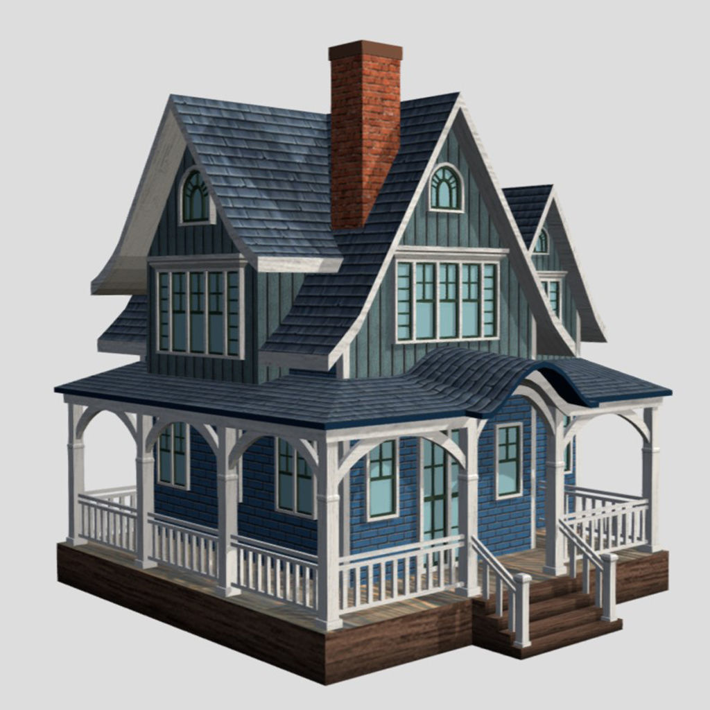American Style Cottages - Town Houses Models 3D Model Collection_2