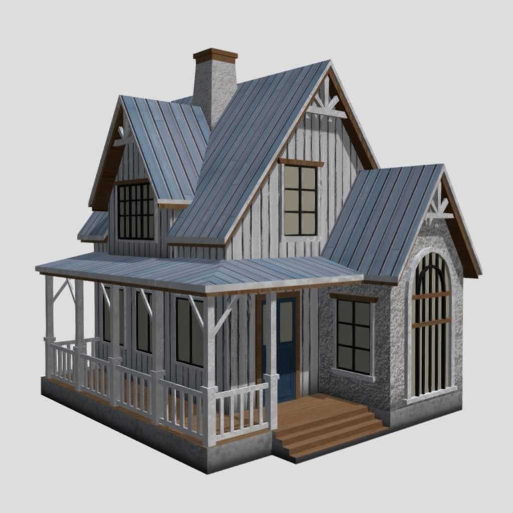 American Style Cottages - Town Houses Models 3D Model Collection_4