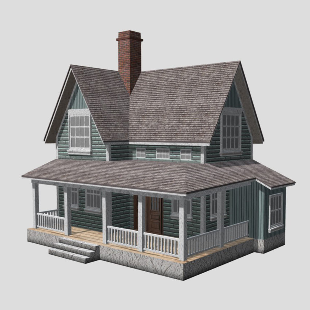 American Style Cottages - Town Houses Models 3D Model Collection_11