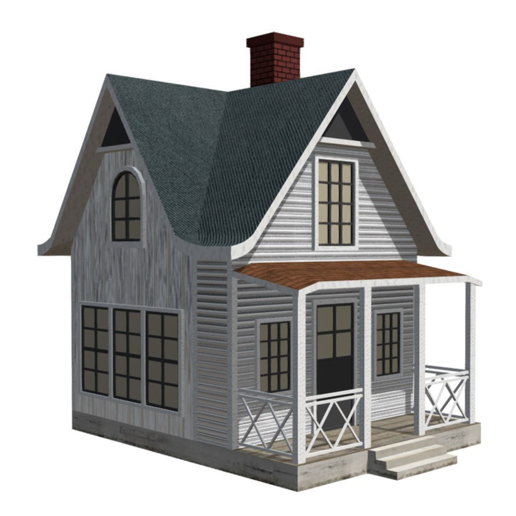 American Style Cottages - Town Houses Models 3D Model Collection_1