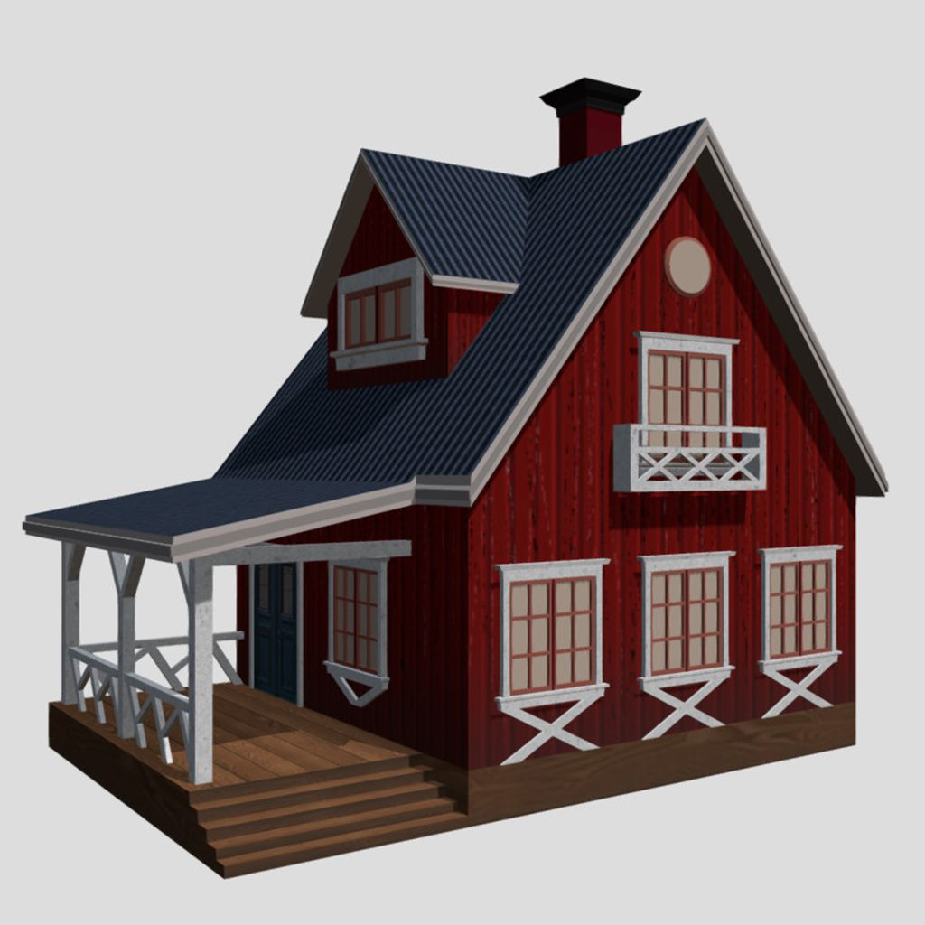 American Style Cottages - Town Houses Models 3D Model Collection_13