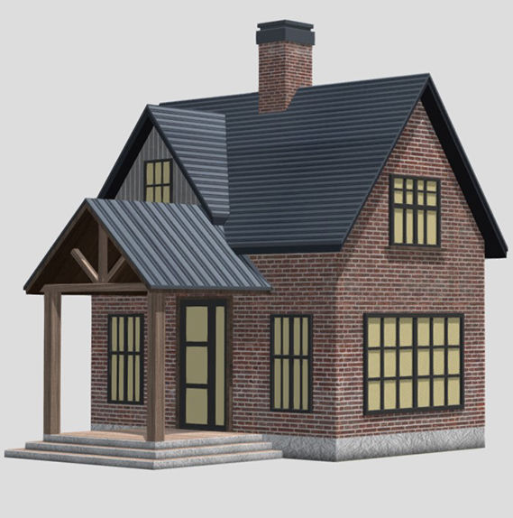 American Style Cottages - Town Houses Models 3D Model Collection_3