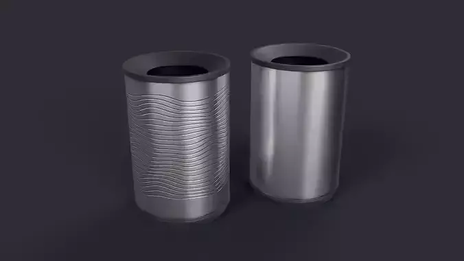 Street Trash Can 25 PBR Game Ready Low-poly 3D model