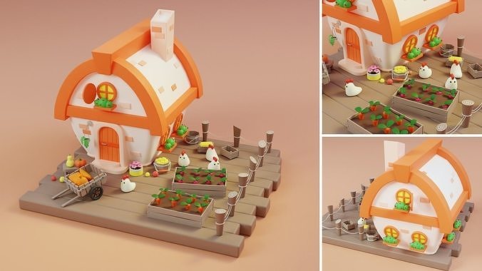 Cartoon Farm Islands Exteriors Low-poly 3D model 2