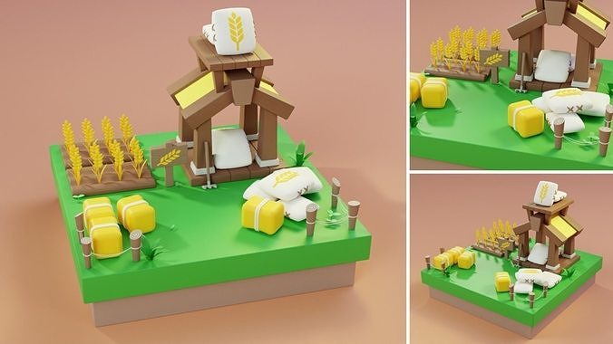 Cartoon Farm Islands Exteriors Low-poly 3D model 5