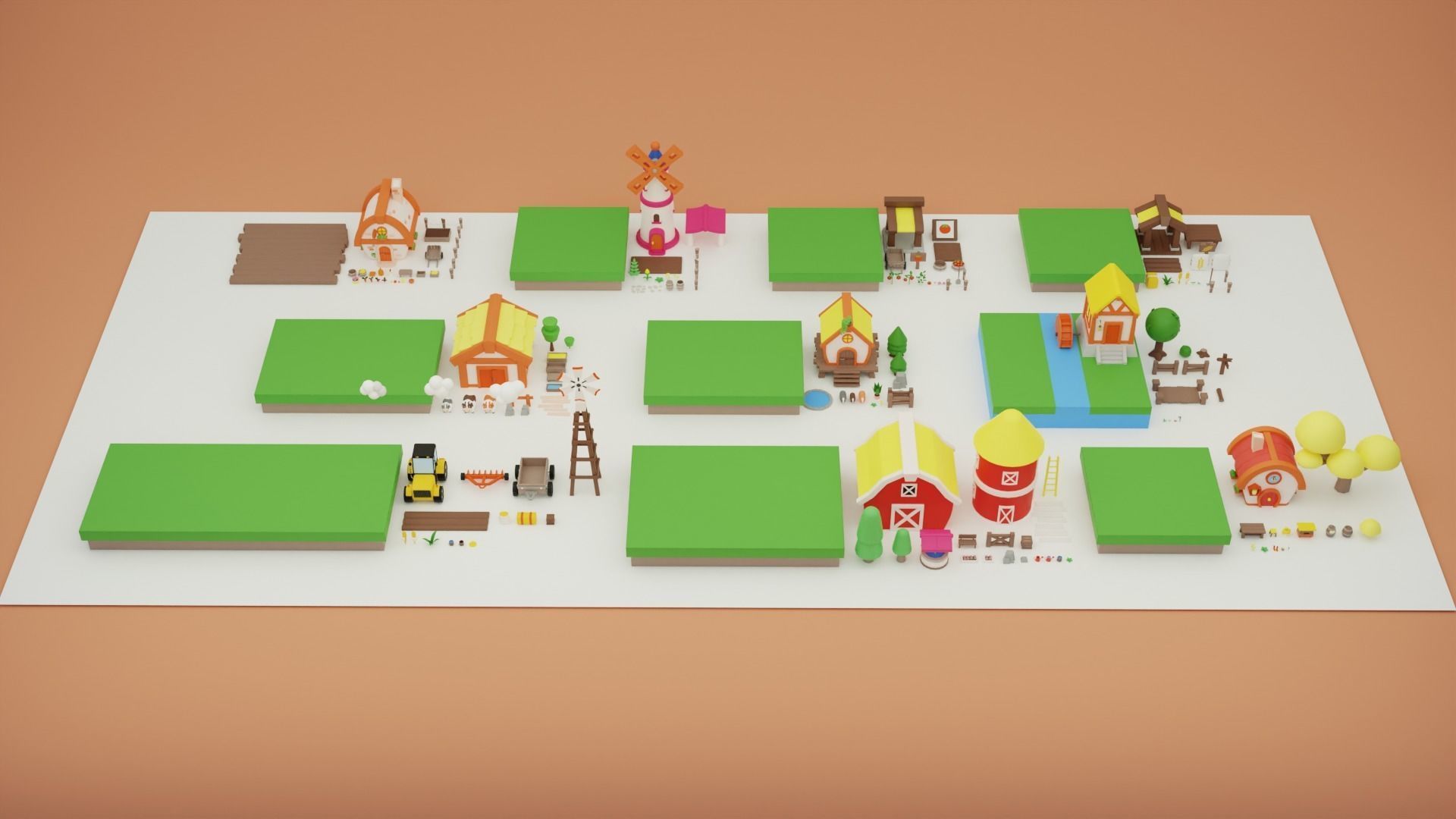 3D model Cartoon Farm Islands Exteriors VR / AR / low-poly | CGTrader