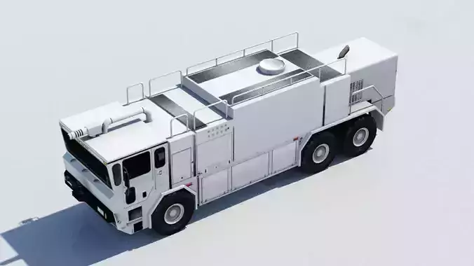 Oshkhosh Titan 6x6 Airport Fire Truck ARFF Low Poly Blank Low-poly 3D model
