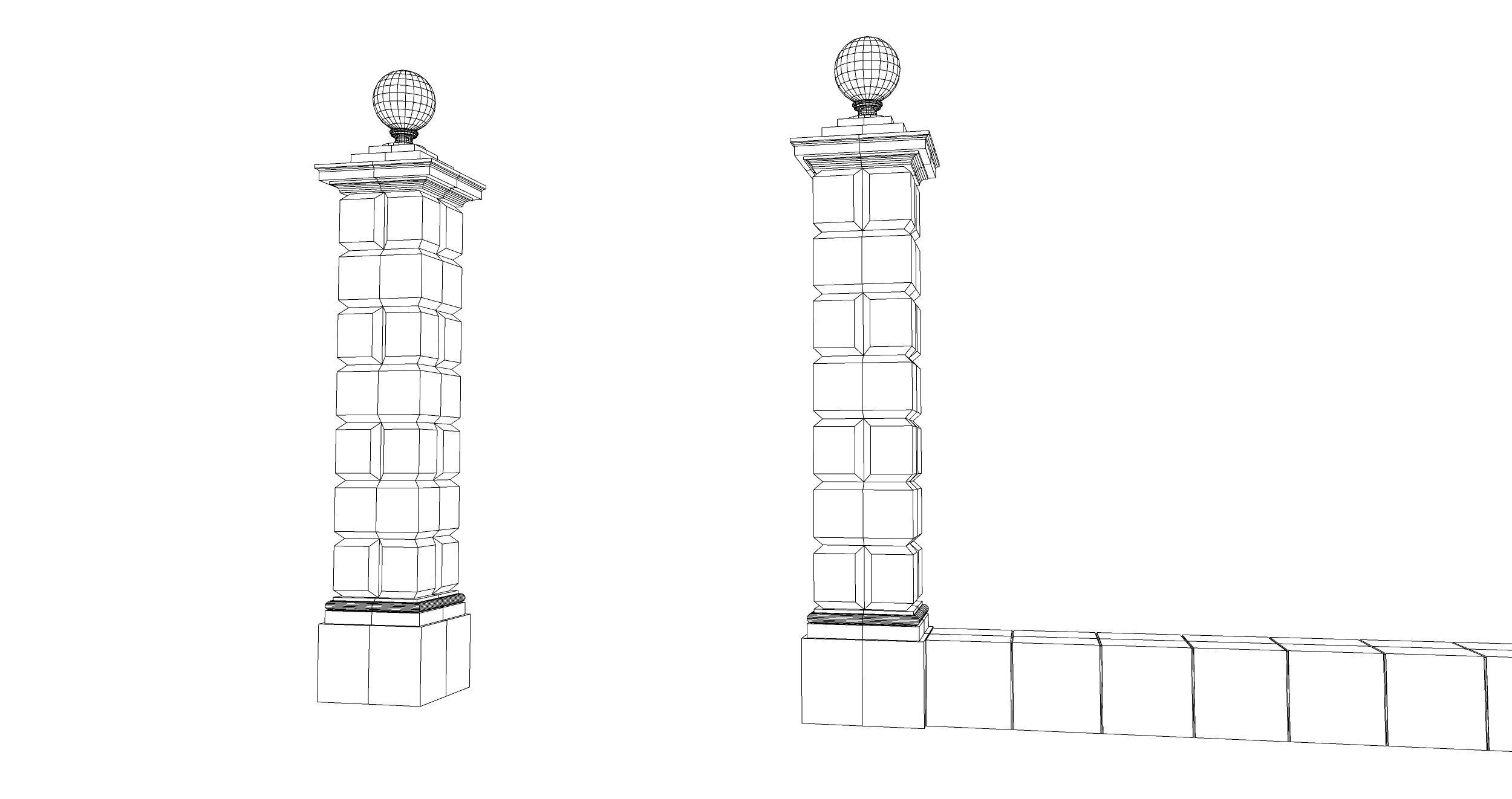 classic fence PIERS FOR GATES 3D model_9