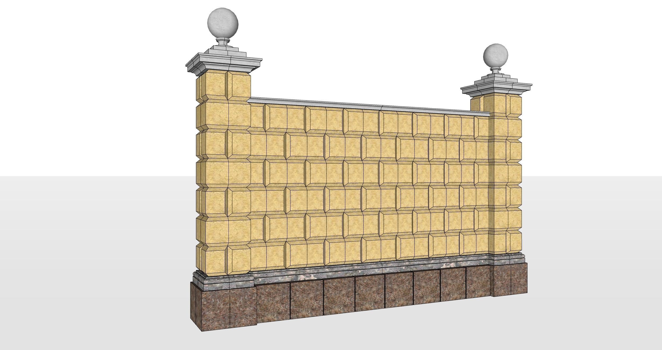 classic fence PIERS FOR GATES 3D model_8