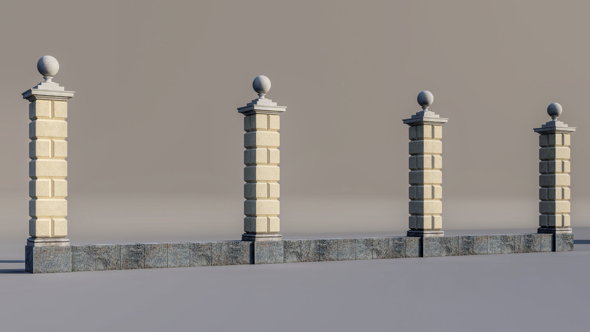 classic fence PIERS FOR GATES 3D model_2