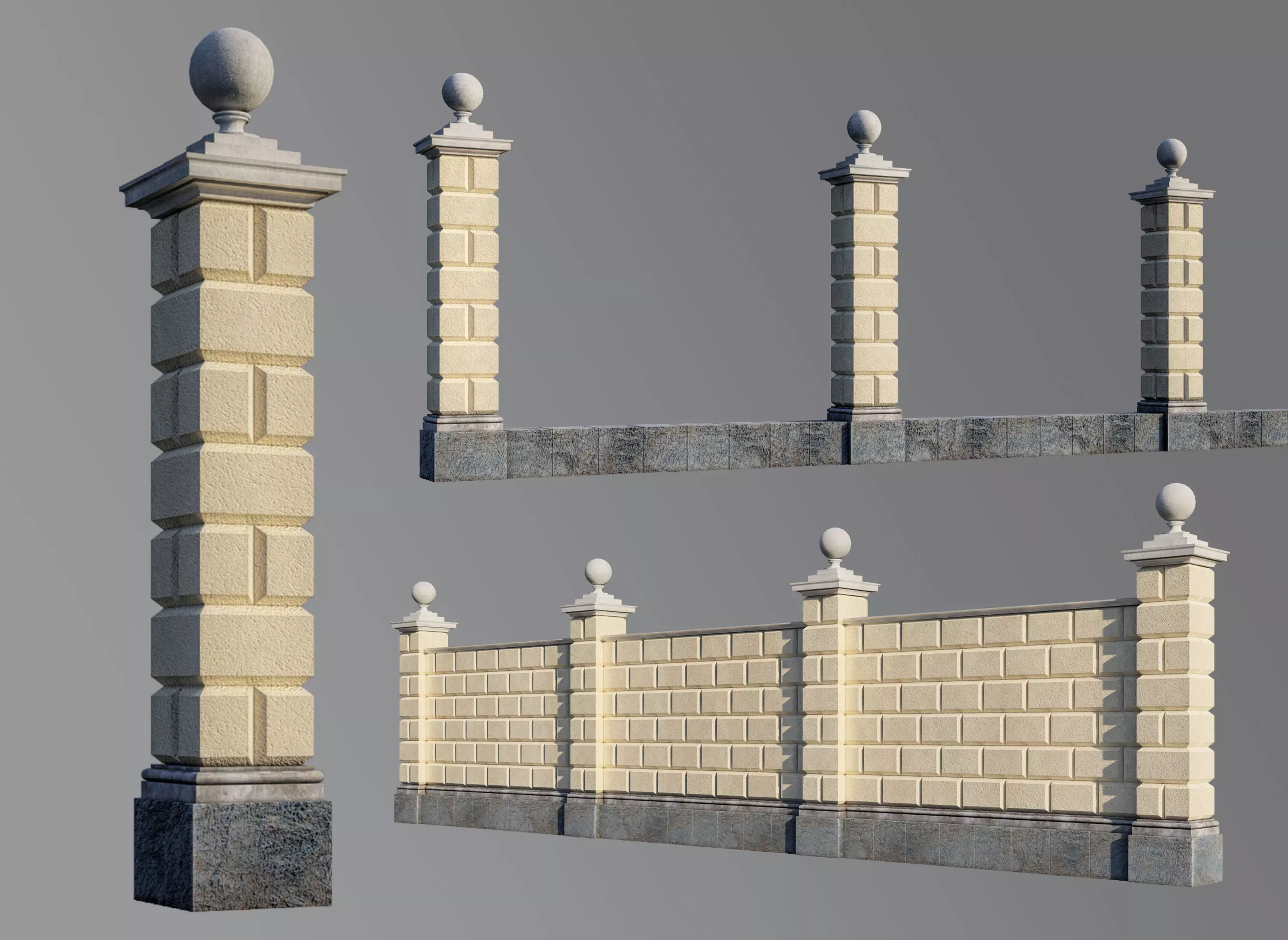 classic fence PIERS FOR GATES 3D model_0