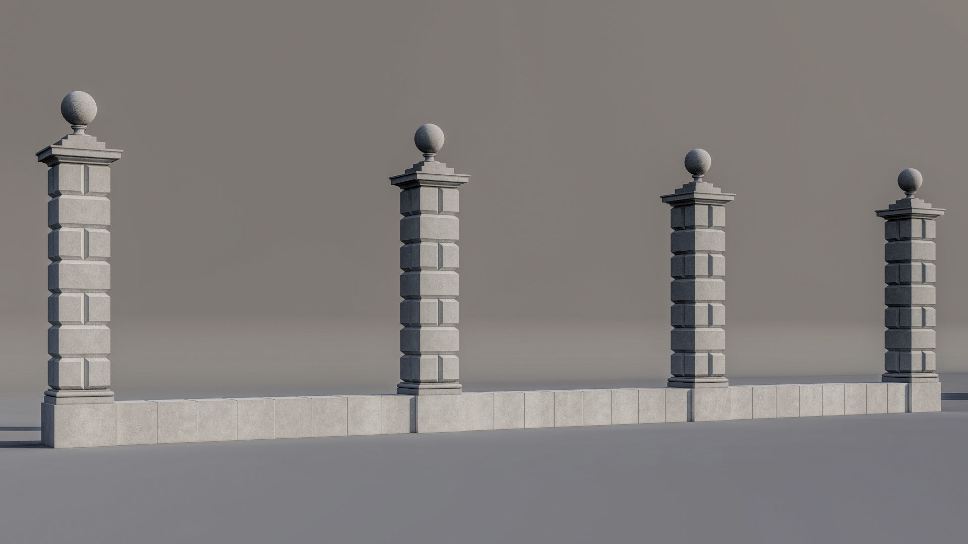 classic fence PIERS FOR GATES 3D model_5