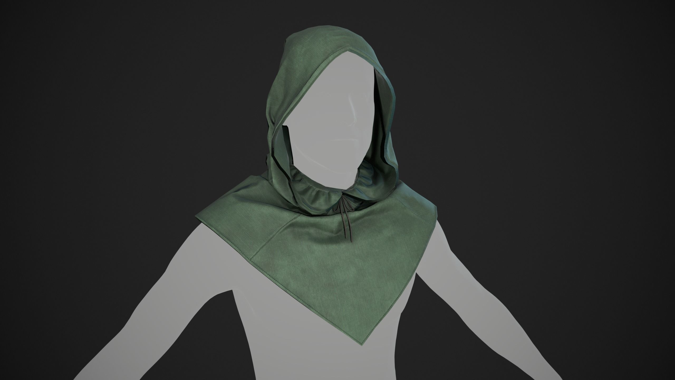 Green Medieval Hood  Low-poly 3D model_7