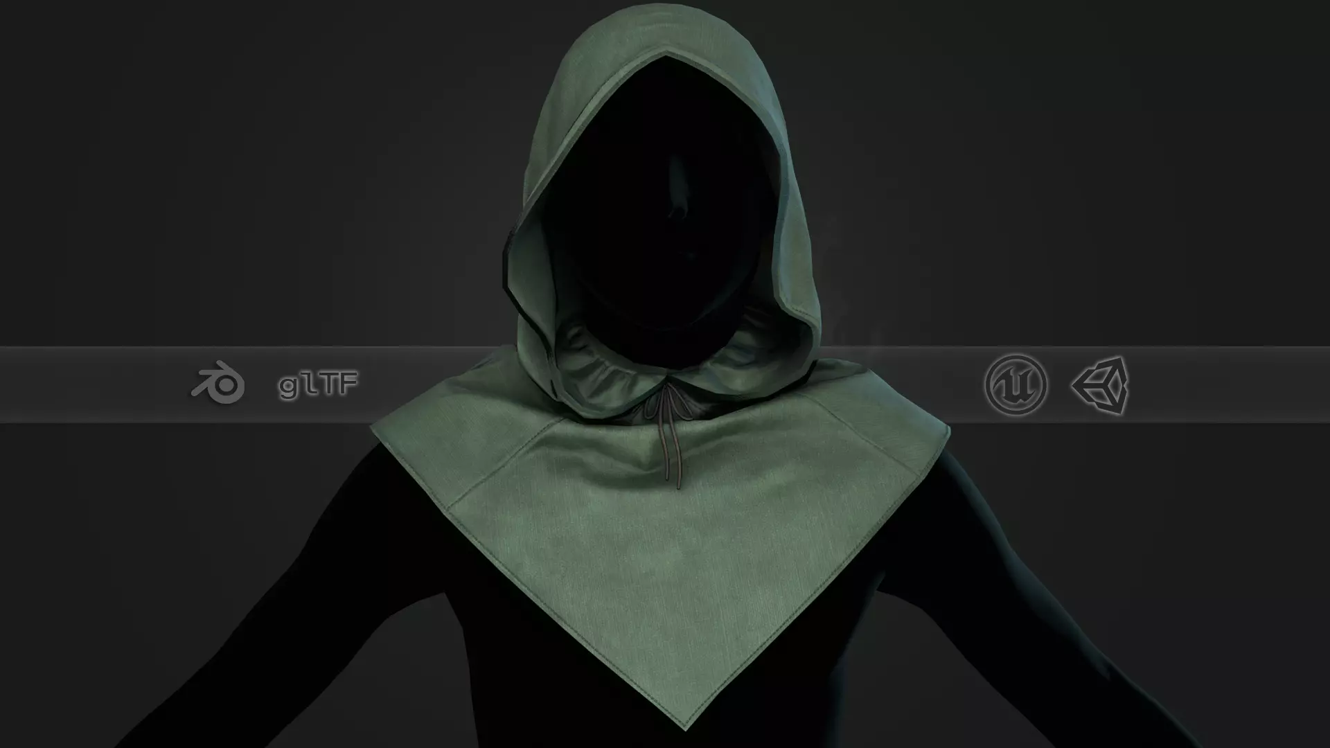 Green Medieval Hood  Low-poly 3D model_0