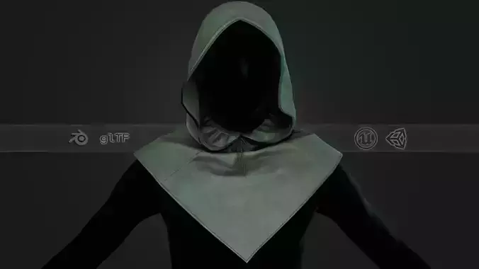 Green Medieval Hood  Low-poly 3D model
