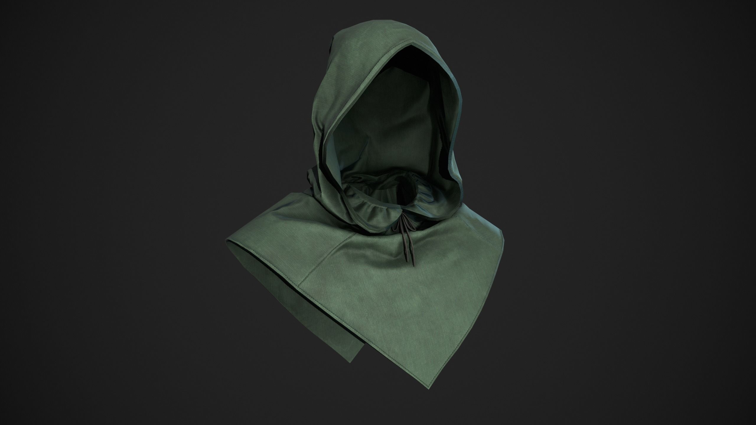 Green Medieval Hood  Low-poly 3D model_3