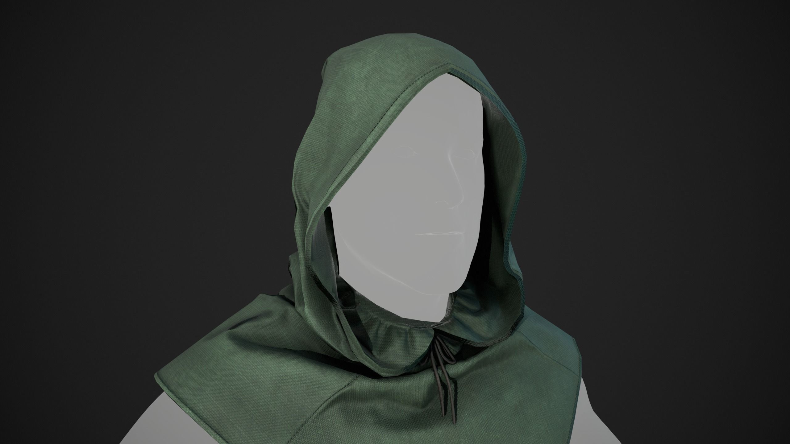 Green Medieval Hood  Low-poly 3D model_11