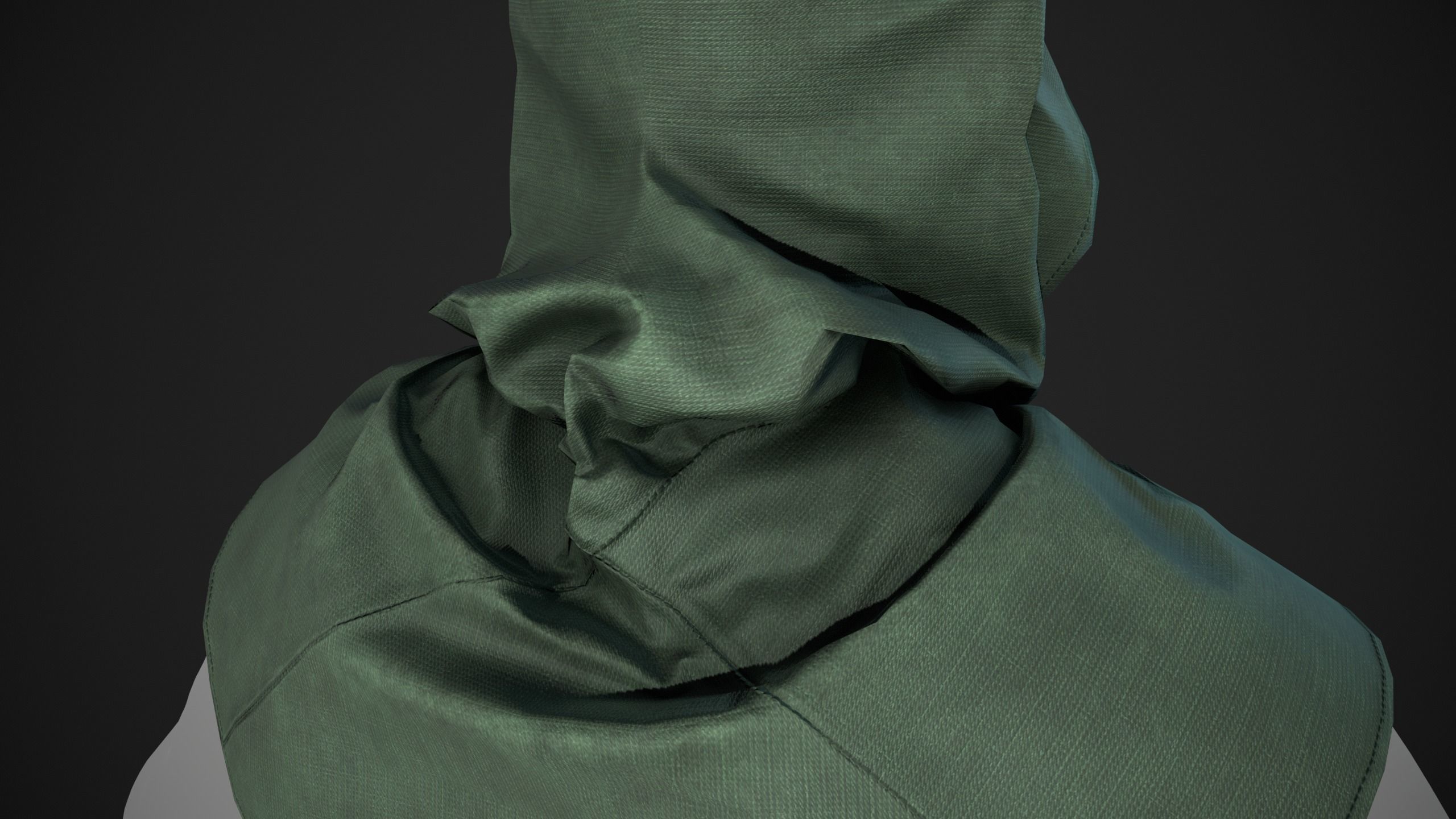 Green Medieval Hood  Low-poly 3D model_13