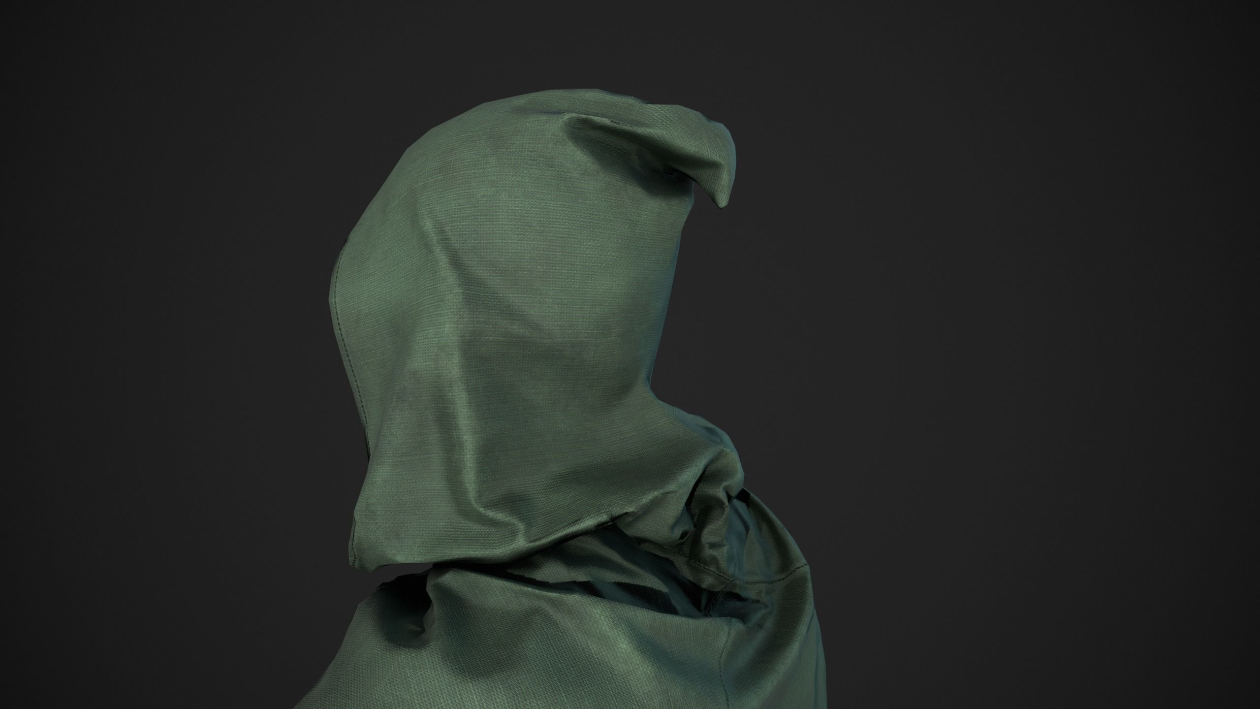 Green Medieval Hood  Low-poly 3D model_4