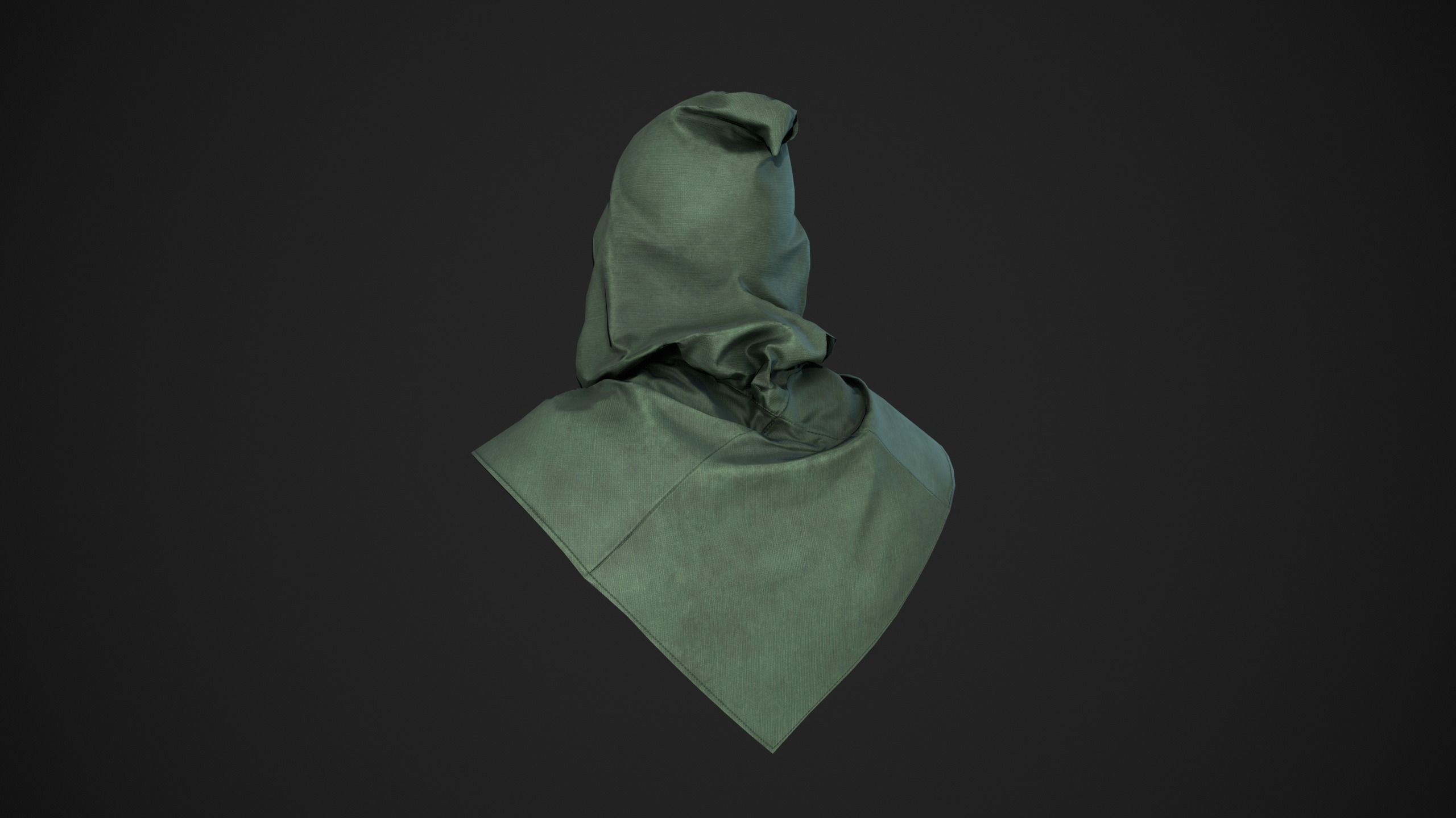 Green Medieval Hood  Low-poly 3D model_2