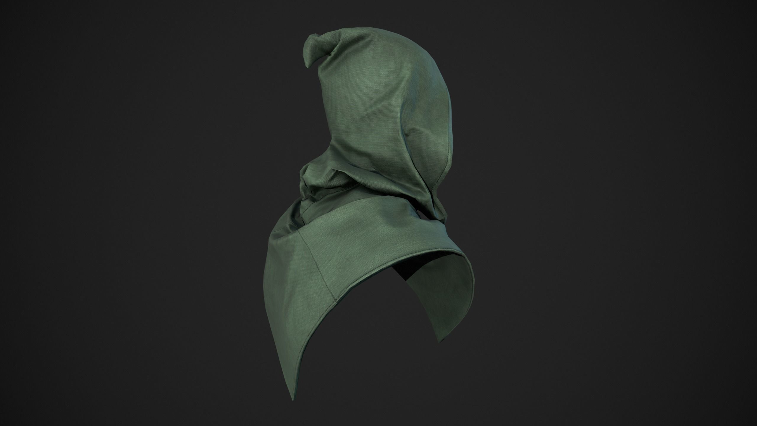 Green Medieval Hood  Low-poly 3D model_6