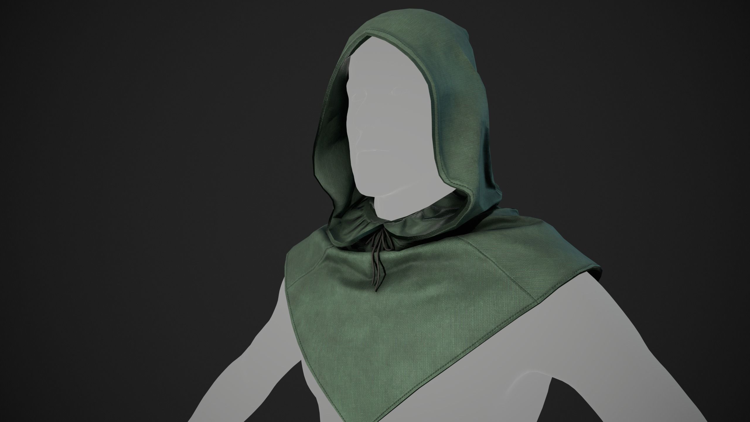 Green Medieval Hood  Low-poly 3D model_10