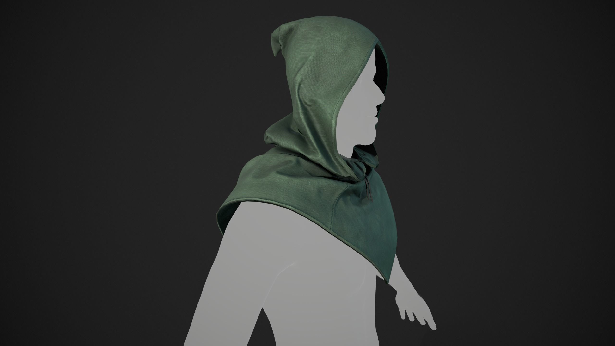 Green Medieval Hood  Low-poly 3D model_8
