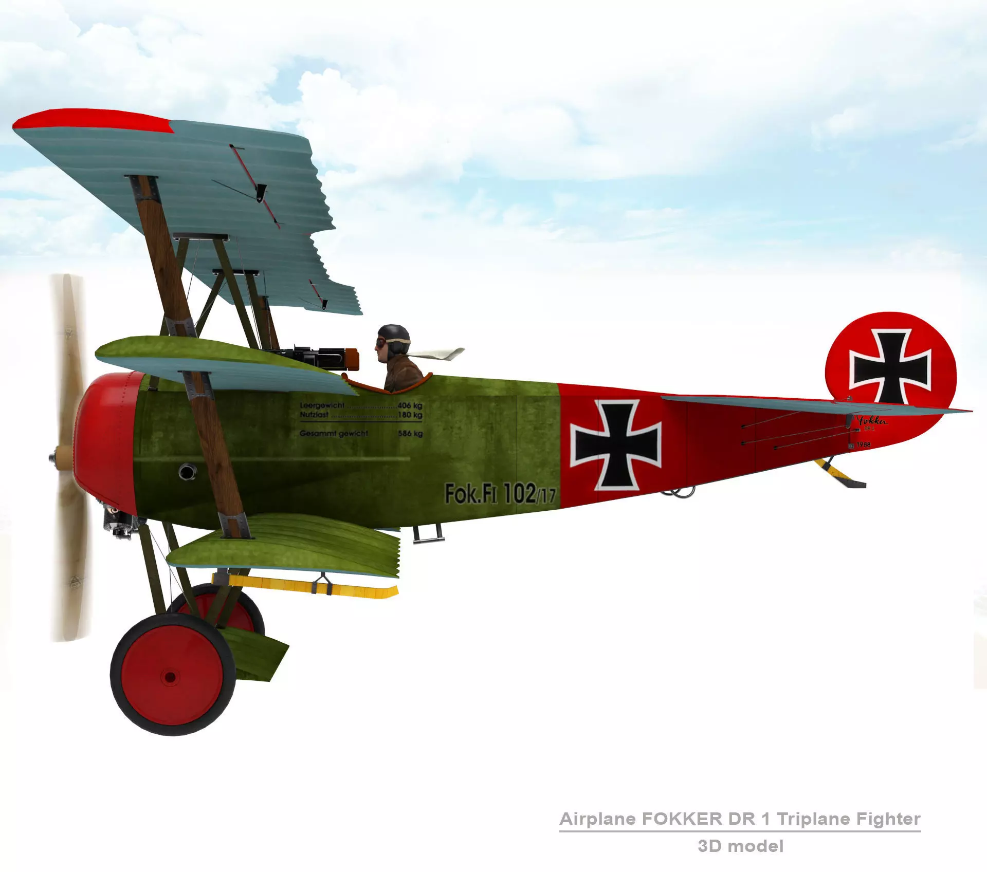 Airplane FOKKER DR 1 3D model