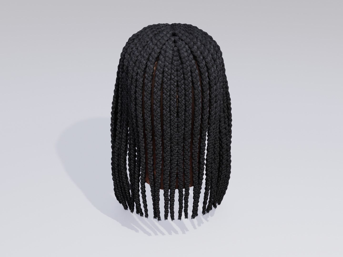 Female afro hair braids 3d Model v01 Low-poly 3D model_6