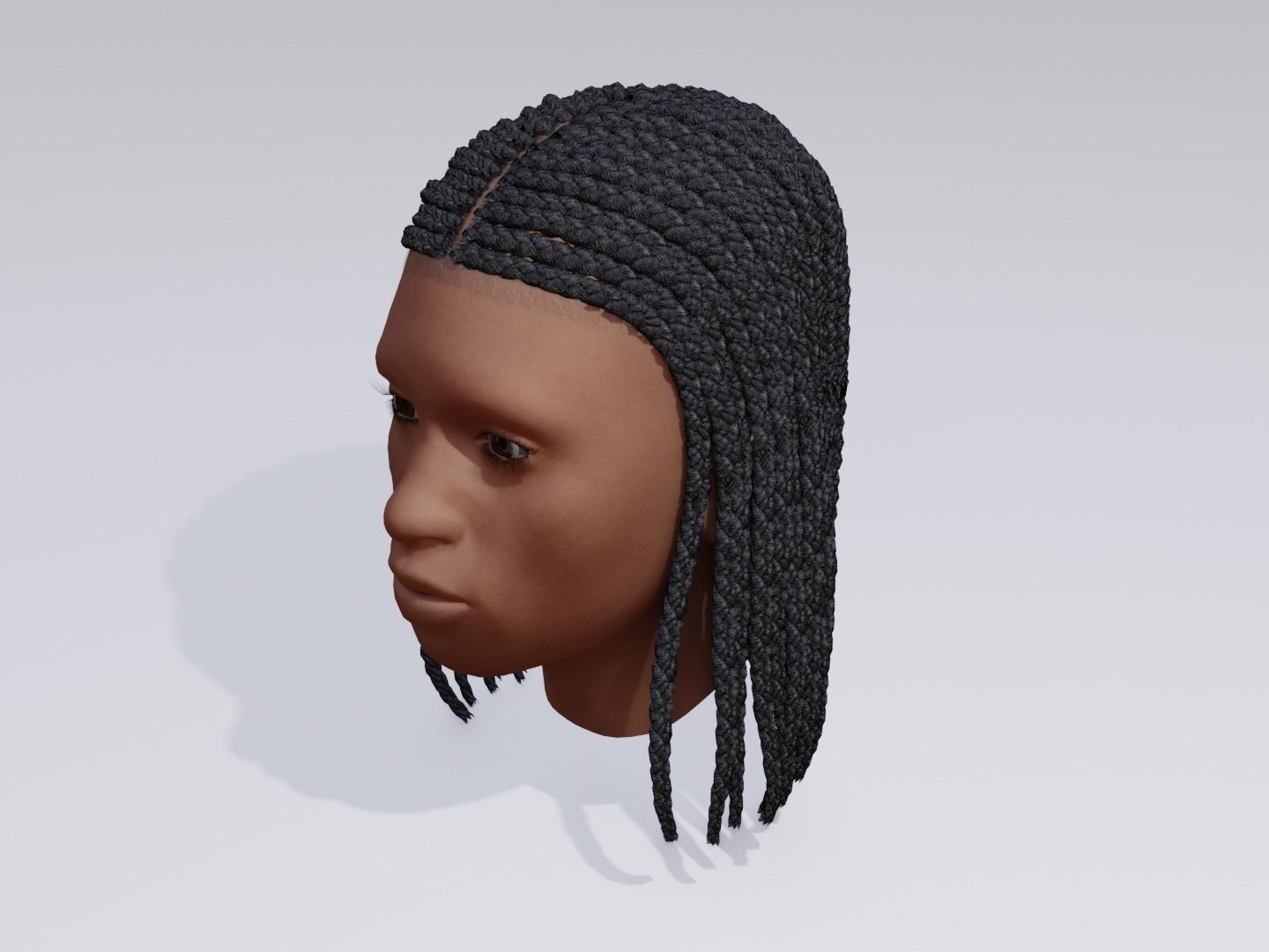 Female afro hair braids 3d Model v01 Low-poly 3D model_2