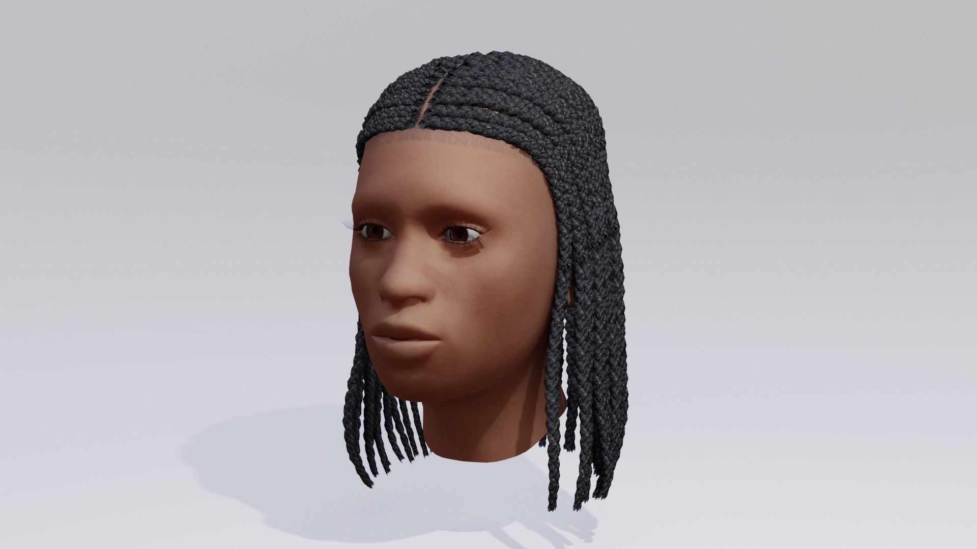 Female afro hair braids 3d Model v01 Low-poly 3D model_7