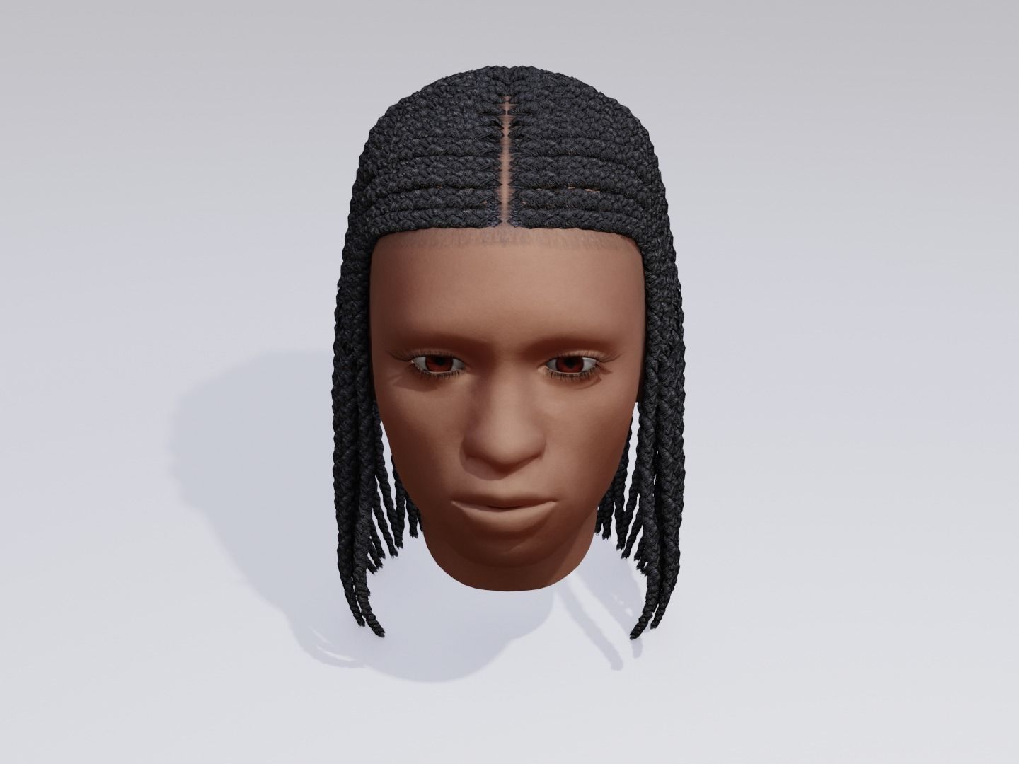 Female afro hair braids 3d Model v01 Low-poly 3D model_3